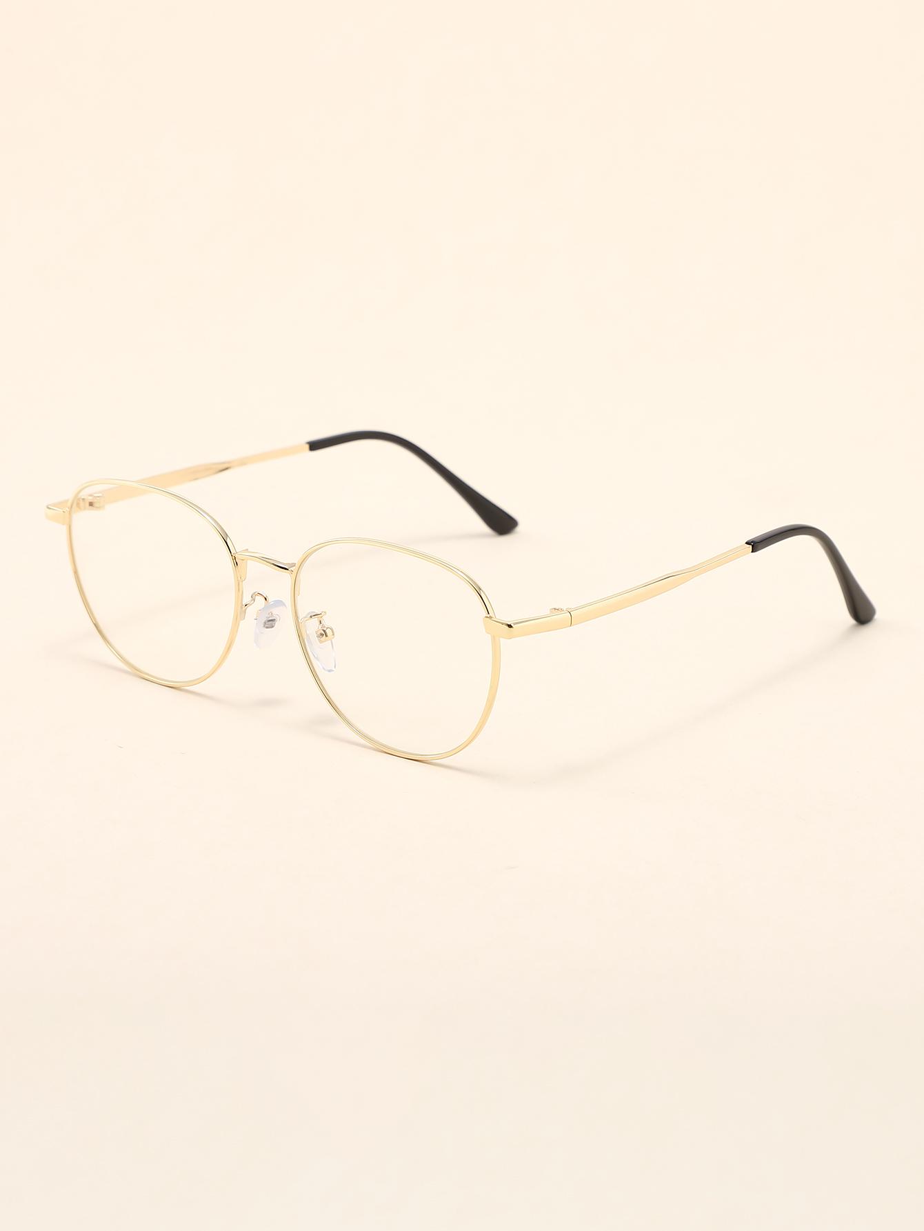 New metal flat mirror plain frame can be matched with myopia retro mirror. золотой