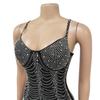 Women's Fashion Long Dress: Solid Color Mesh with Hot Drilling and Strappy Design