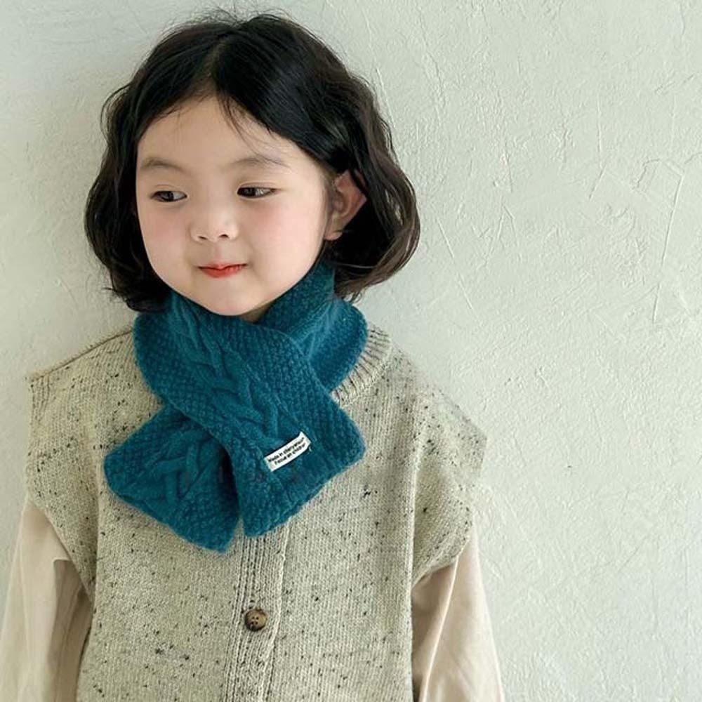 Trendy Children Knitted Scarf Elastic Winter Cross Muffler  for 2-8 Years Old