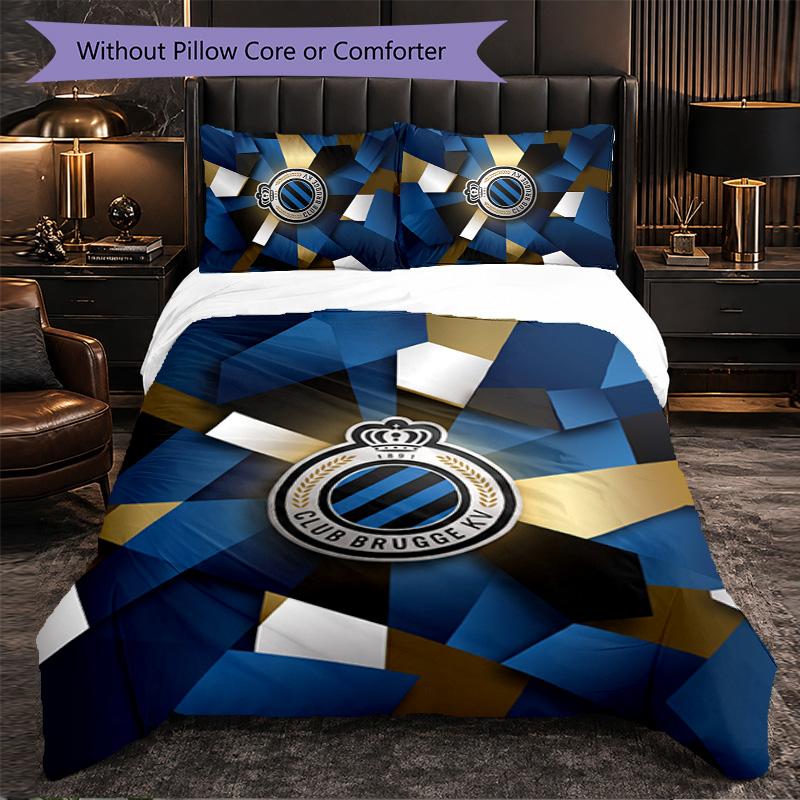 Biancheria da letto a tema Club Brugge FC Set 3 Pezzi Copripiumino Biancheria da letto Decorativa Per Camera Adolescenti Decorazione Casa