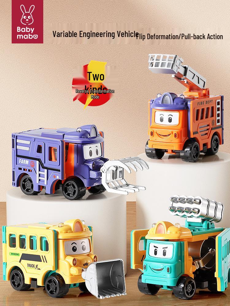 Children's Transforming Cartoon School Bus Engineering Vehicle for Ages 3-6