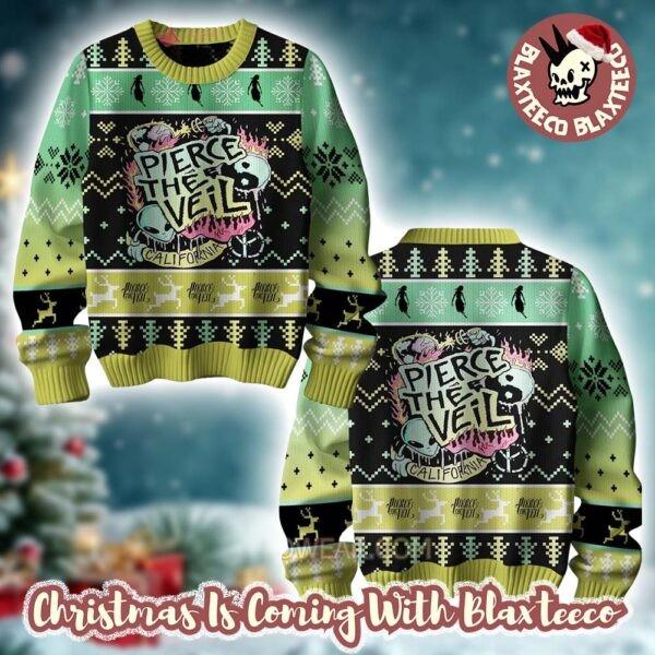 

Pierce The Veil Alien California Holiday Ugly Christmas Sweater Unisex T-Shirt L