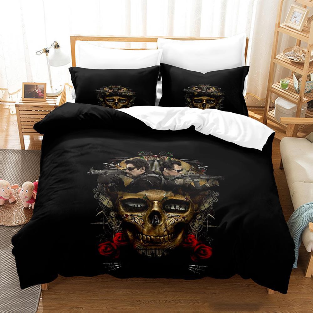 Roses and Skulls All Season Twin Bedding Set Single Twin Full Queen King Size Bed Set Aldult Kid Bedroom Duvetcover Sets Anime
