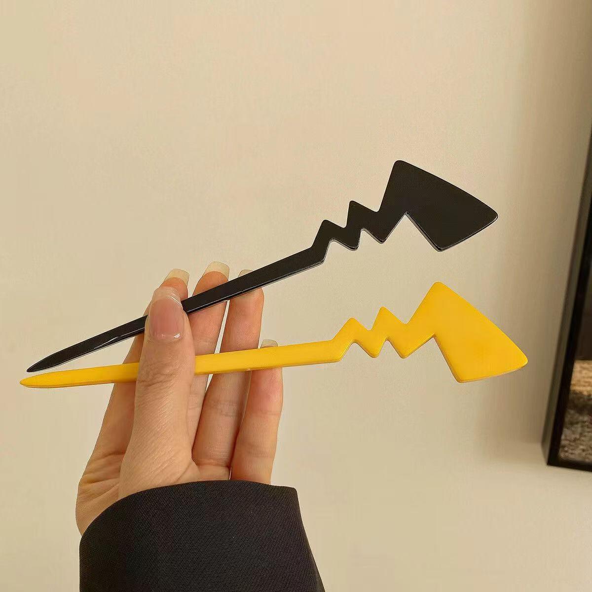 

2 шт. Креативная желто-черная заколка для волос «Молния», милое украшение для прически пучок