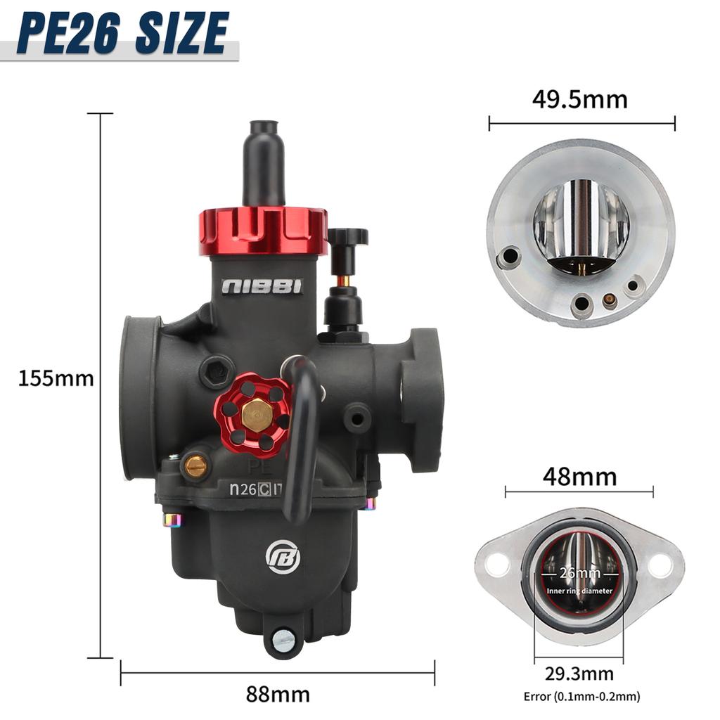 NIBBI Carburetor For 50cc To 350cc 2T 4T Engine PE Flange Motorcycle Carburetors For GY6 YAMAHA JOG SUZUKI HONDA Atv Pitbike
