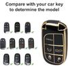 SUNCARACCL for Jeep Key Fob Cover with Leather Keychain, Soft TPU Full Cover Protection Key Case for Grand Cherokee Renegade Dodge Durango Challenger