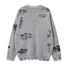 Pull Zippé Déchiré Tendance Unisexe Automne 2024 - Maille Streetwear Ample
