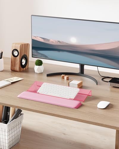 Desk Keyboard Holder with Wrist Rest Comfortable Typing Heightened Base Black