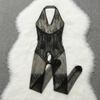 Hollow Floral Mesh Lace Bodysuit Stocking Open Crotch Sleeveless Jumpsuits  Hotel