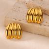 C Shape Hoop Earrings for Women Stainless Steel Gold Color Multilayer Irregular Piercing Stud Earrings New Trendy Jewelry Gifts