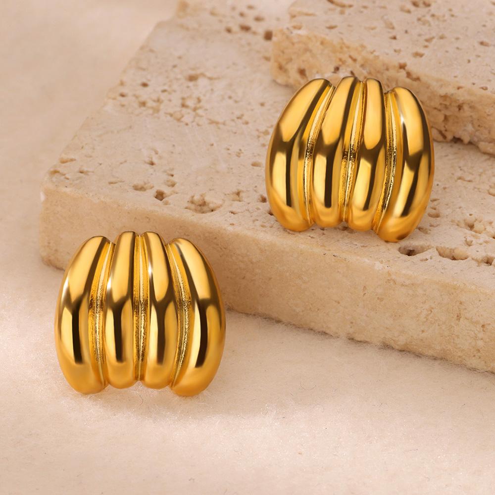 C Shape Hoop Earrings for Women Stainless Steel Gold Color Multilayer Irregular Piercing Stud Earrings New Trendy Jewelry Gifts