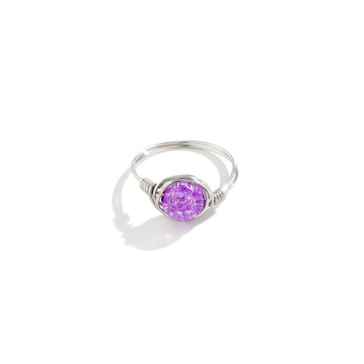 Versatile Winding Metal Ring Jewelry, Simple Personality, Color Crack Round Bead Ring For Women