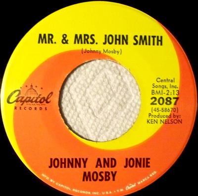 7inch Record JOHNNY & JONIE MOSBY - Mr. & Mrs. John Smith 2087 Capitol Records 1968 US Folk Used
