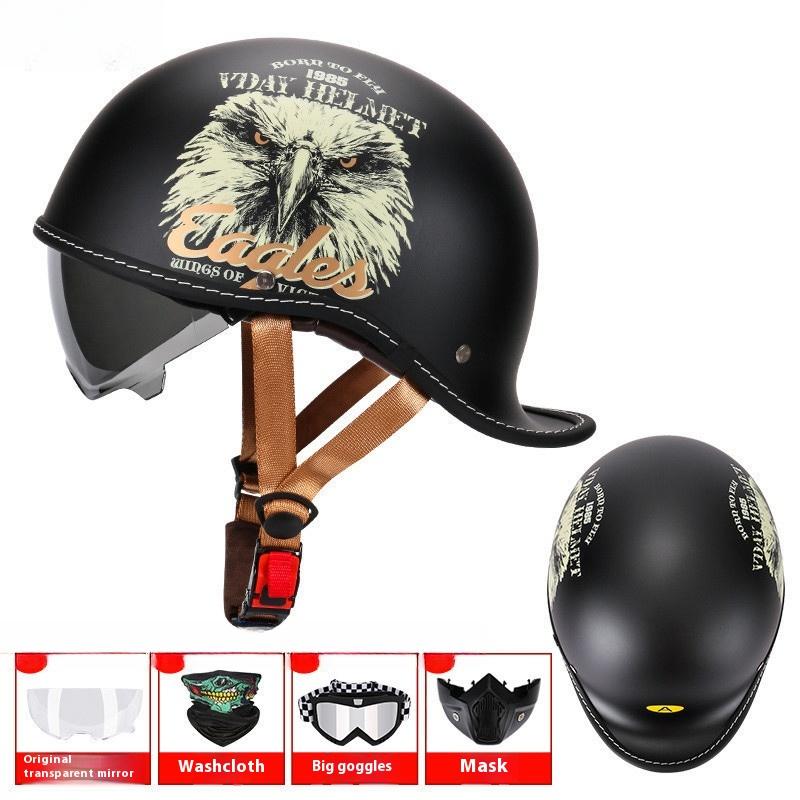 

Вінтажний шолом-мушля, круїзний шолом, шолом для мотоцикла Harley, електромобіля, великий розмір, напівшолом, чоловічий та жіночий 2XL