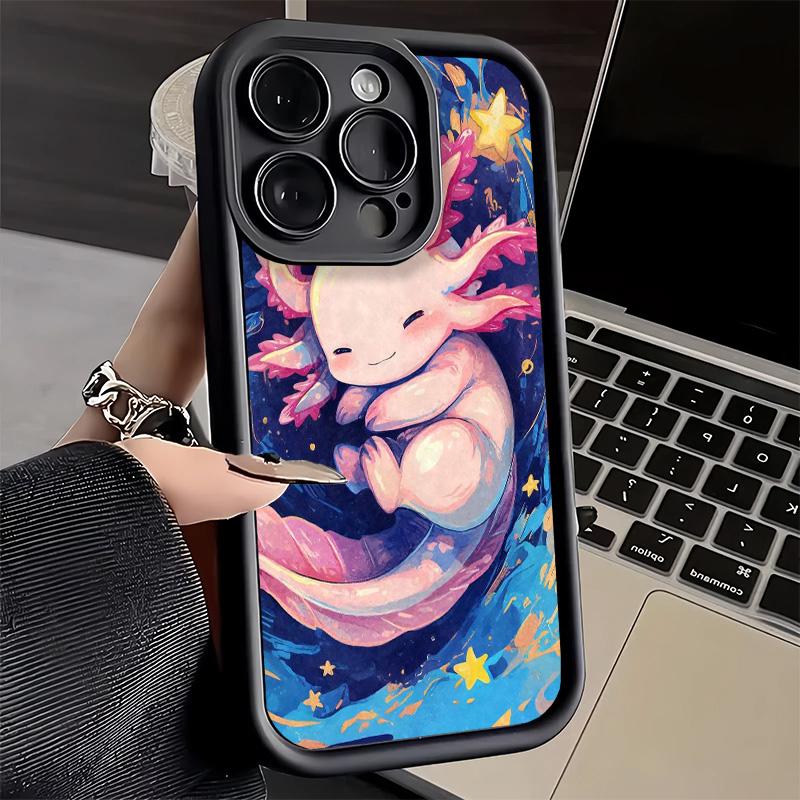 Phone Case for iPhone 17 Air 16E 15 16 Pro Max Axolotl Cartoon Cute Cover 14 Plus 13 12 Mini Soft Shell Silicone Fundas