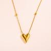 Chic Heart Pendant Titanium Necklace: Beaded, Smooth, Fade-Resistant, Versatile Women's Clavicle Chain