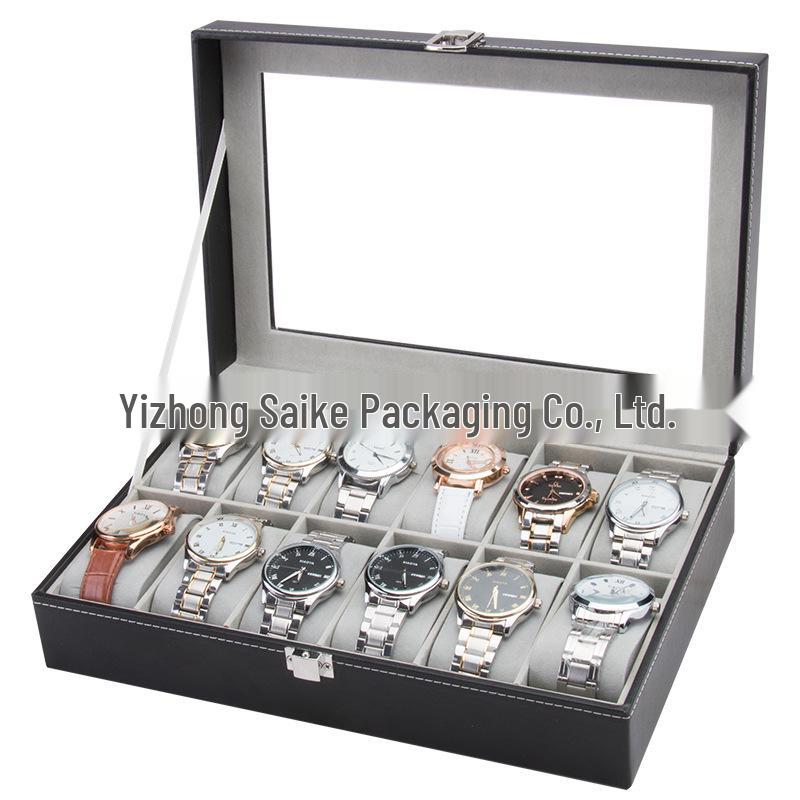Standard 12-Grid PU Leather Watch Display and Storage Box