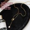 Stainless Steel Pull-out Adjustable Chain Baroque Pearl Pendant Long Necklace for Womens Fashion Sweater Chain New Jewelry