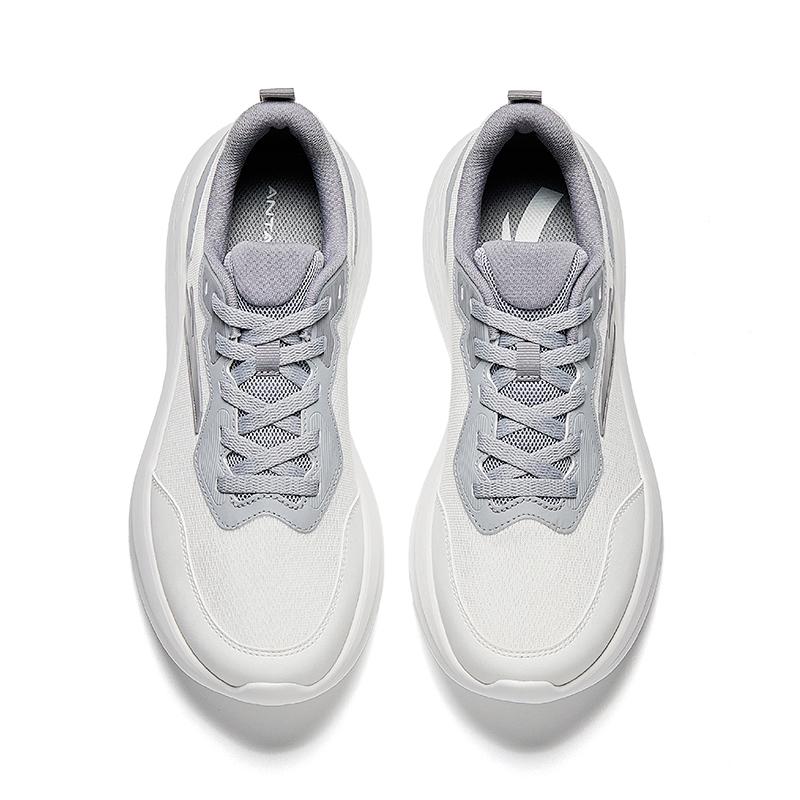 Anta Cushioning Slip Resistant Low top City Commuting Running Shoes Men's White Gray Sneakers 912525508-4