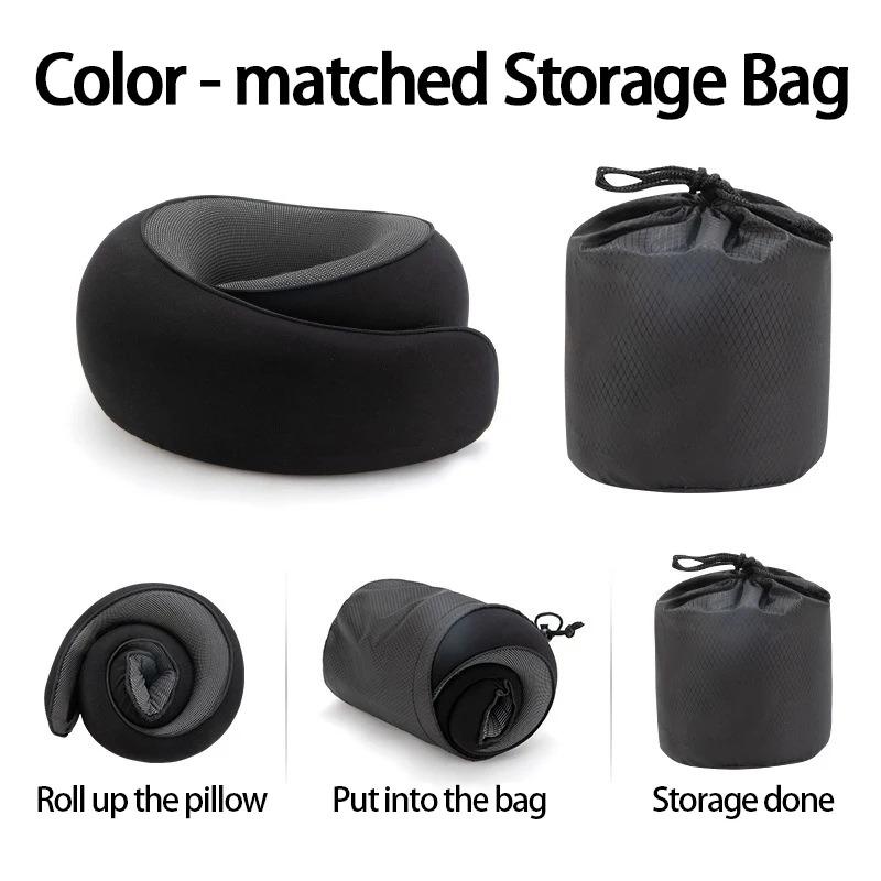 Portable U-shaped Travel Pillow Neck Support Memory Foam Snail Style Travel Pillow Adjustable Soft Noon Break Pillow