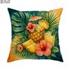 2D Flat 1pc Outdoor Pool Party Summer Tropical Floral Throw Pillow Covers Orange Green Vibrant Decora