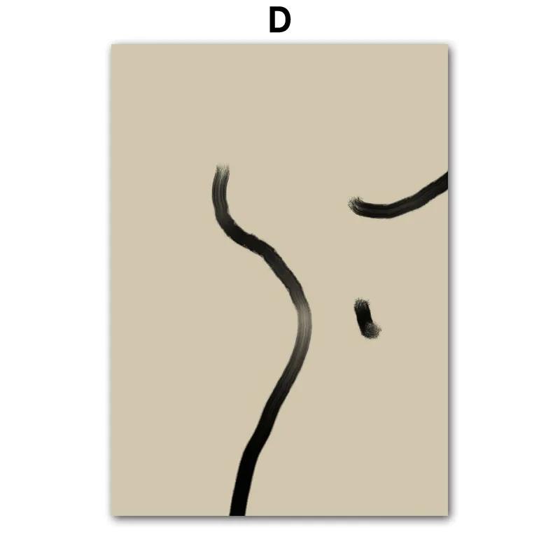 Abstrakte Minimalistische Mode Sexy Mädchen Kaffee Blume Wand Kunst Leinwand Malerei Linie Poster Und Druck Wohnzimmer Hause Dekoration