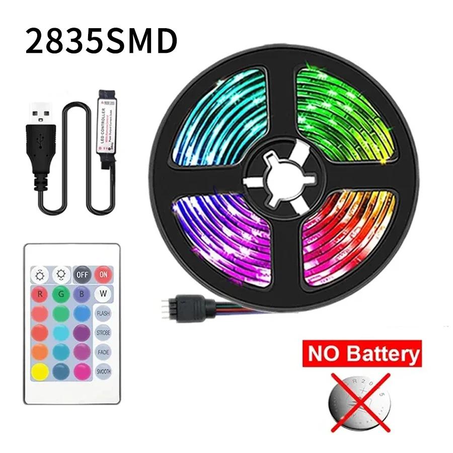 2M Non Waterproof SMD2835 5V RGB LED Light Strip with 24 Key IR Mini Controller Suitable for Holiday Decorate and Home Gathering