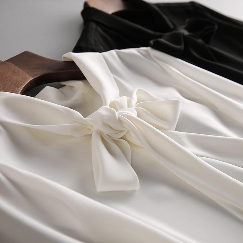 Elegant Women's Ribbon Shirt - Spring/Autumn Top