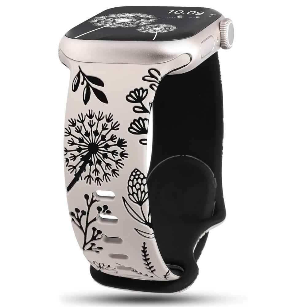 

Гравированный ремешок для Apple Watch Band 40 мм 44 мм 41 мм 49 мм 45 мм 46 мм 42 мм силиконовый браслет для iwatch серии 10 9 7 se 6 5 4 8 Series10 46mm чёрный