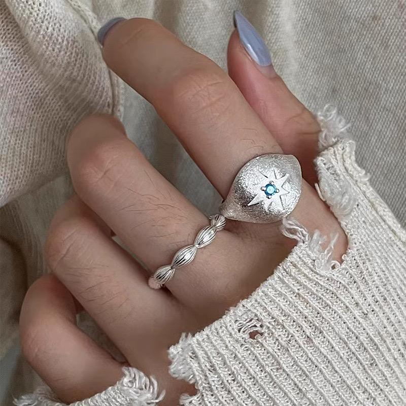 Xiaomi 925 Sterling Silver Rings for Women Couple Minimalist Handmade Simple Blue Ball Star Ring Party Jewelry Gift Prevent Allergy