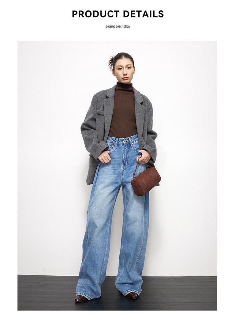 JOCORBEI Wide-Leg Women's Jeans - Casual, Slimming, Floor-Length Old Money Style.