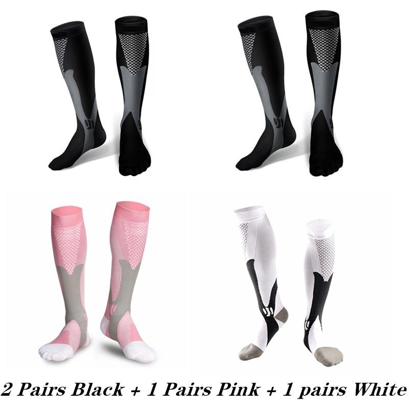 2/3/4 Pairs Running Men Compression Socks Fit Varicose Veins Football Soccer Stockings 30 Mmhg Atheletic Men Women Sports Socks