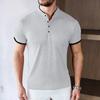 Men's Casual Fashion Solid Color Short Sleeve Stand up Collar T-shirt 2026 Summer Versatile Comfortable Top
