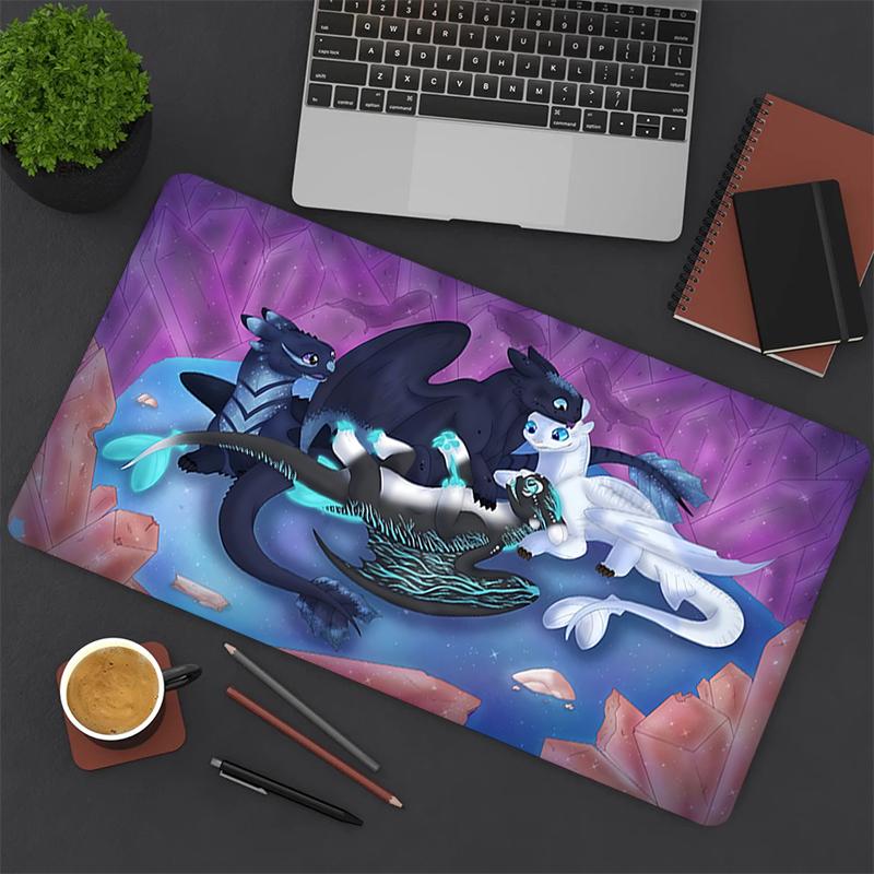 1Pc Fantasy Dragon Family Gaming Mouse Pad Keyboard Desk Mat Non-slip Rubber Lock Edge Waterproof Computer Mousepad for Office Home Decor Y121