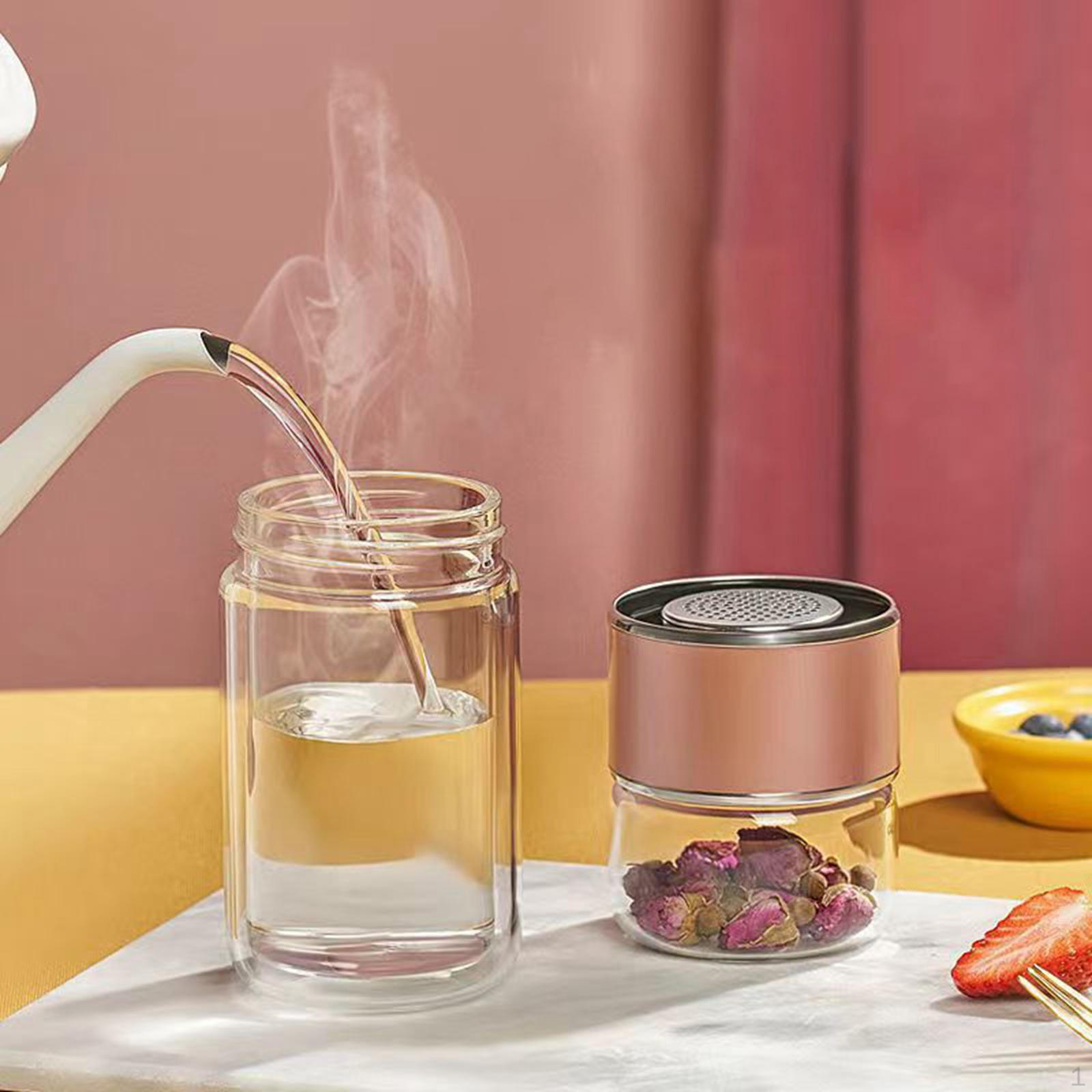 

350ml Glass Infuser Bottle for Tea - Ideal Travel and Home Use Rose Gold