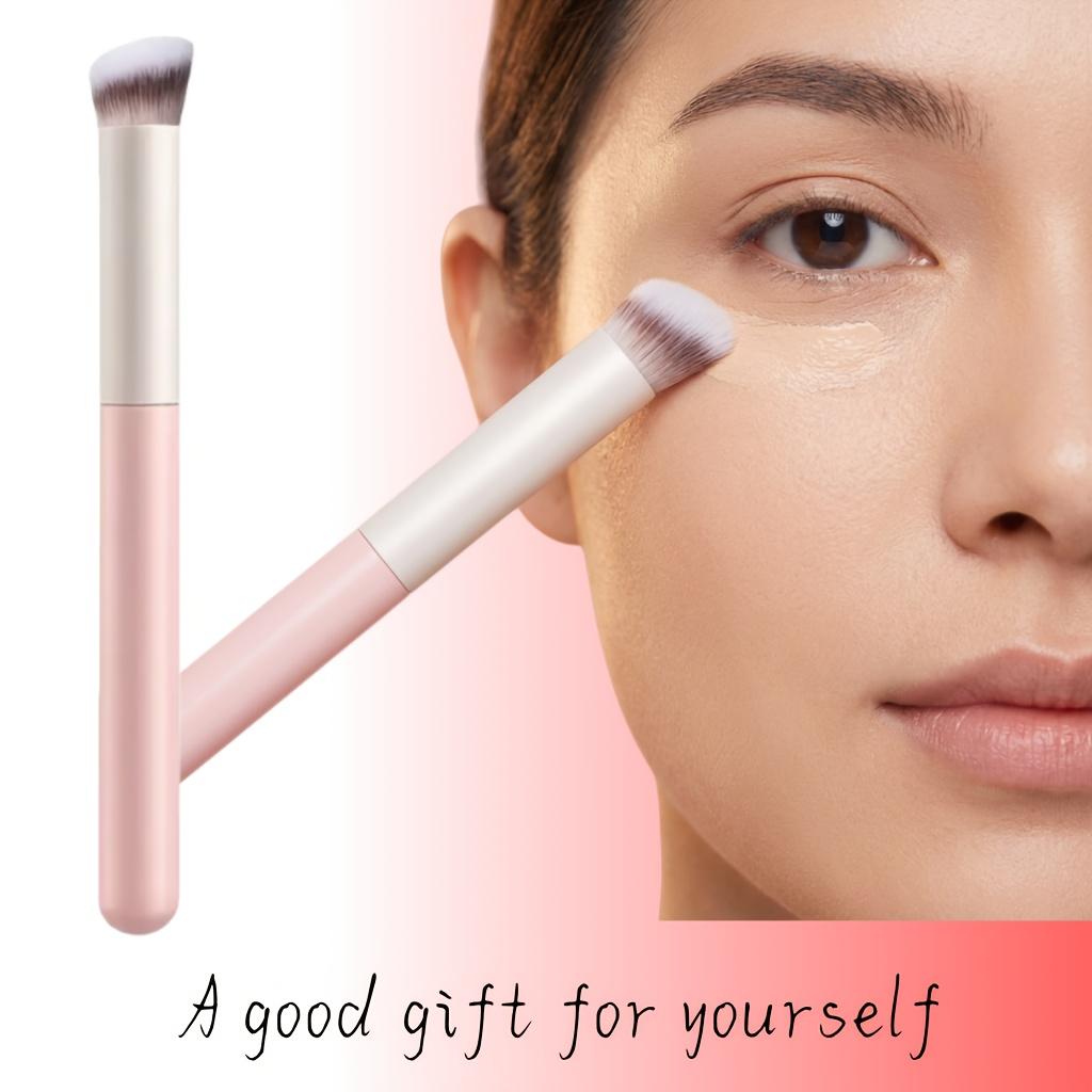 [Professional Kabuki Brush] Professional Mini Kabuki Brush - Angled Flat Top Concealer & Contour Brush | Small Precision Brush for Blending,