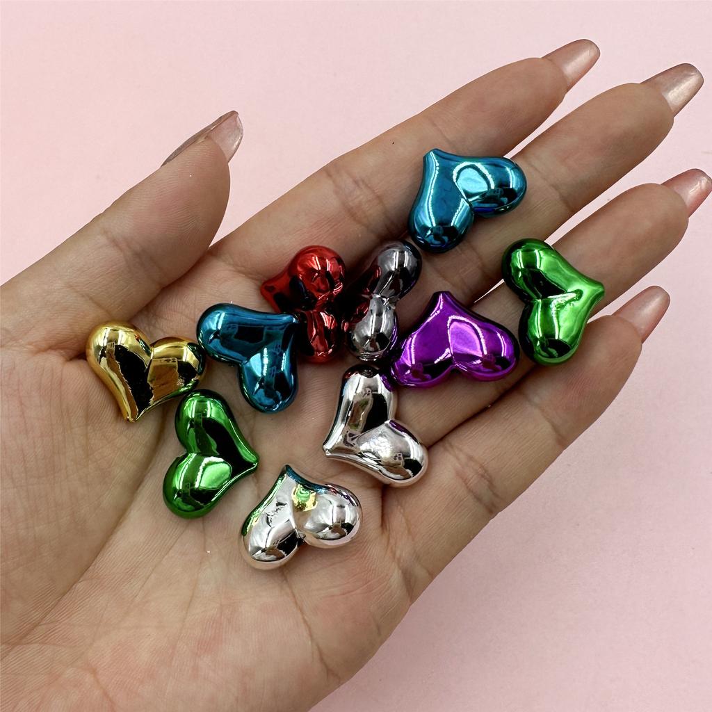 Home Partyzubehör Distanzperlen 22*16mm Bunt DIY 10 STK Acryl Herzform Groß Handgefertigt Zubehör für Schmuckherstellung Lose