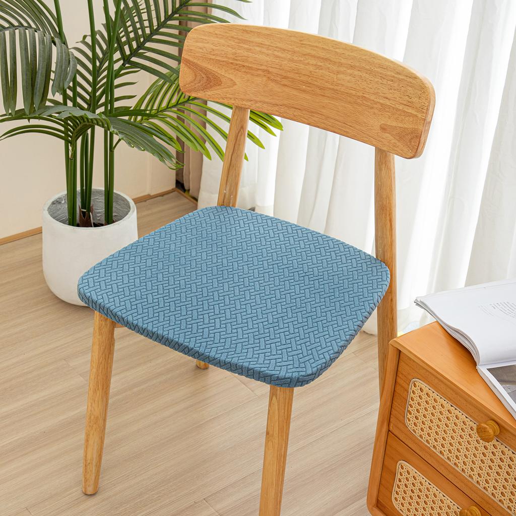 Stretch Jacquard Chair Seat Covers Solid Removable Washable Anti-Dust Dining Room Chair Seat Cushion Slipcovers