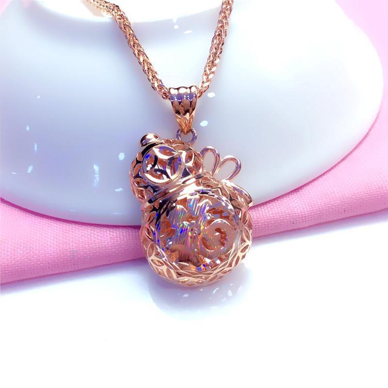 Exquisite Rose-Plated Three-Dimensional Gourd Pendant Russian Purple Gold Classic Fashion 585 Colored Gold Blessing Necklace