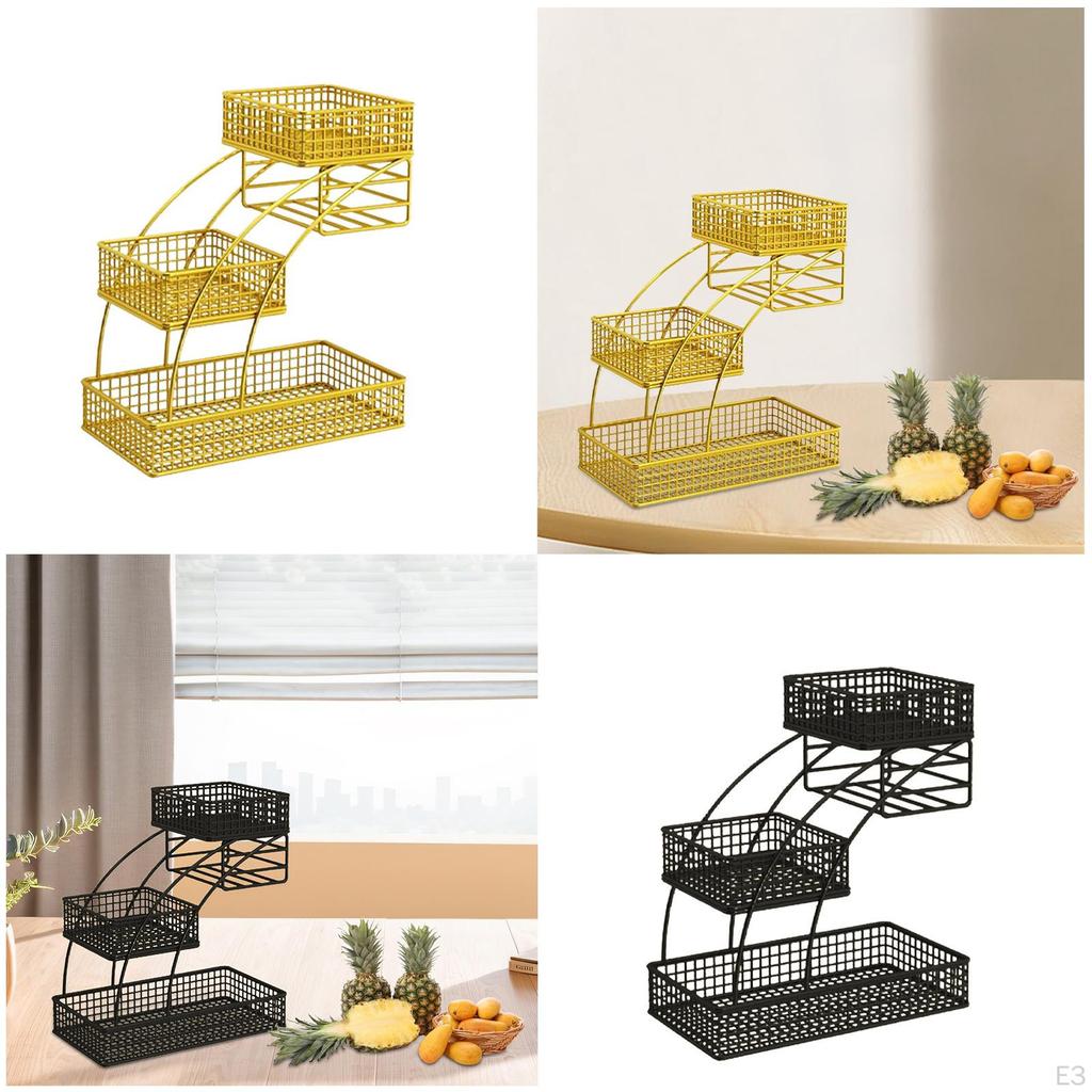 3patrový košík na ovoce Kuchyňský pult Stojan Víceúčelová mísa Podnos Chléb Zelenina