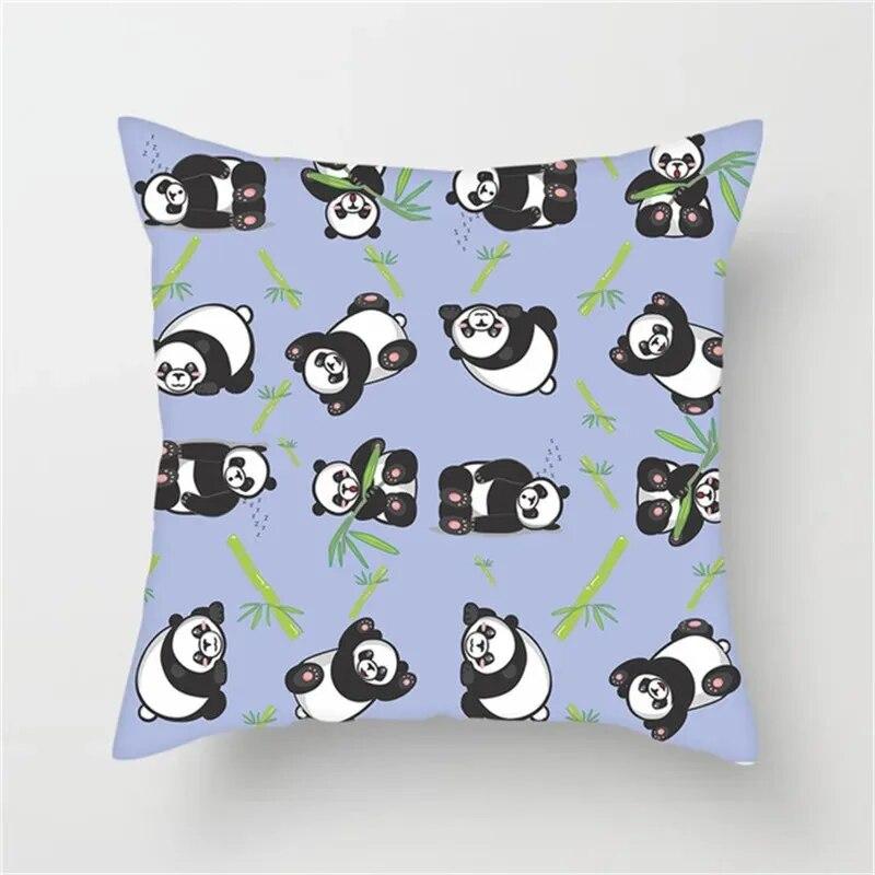 Cute Panda Cartoon Print Pattern Living Room Sofa Car Cushion Cover Luxury Home Decoration Pillow Cover
