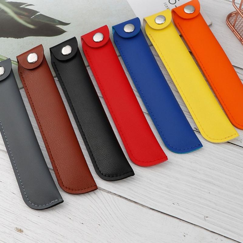 Solid Color Pencil Bag Retro Pencil Case Pen Bag Pen Case PU Leather Pencil Organisers Pencil Pouch for Ballpoint Pen