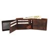 Portefeuille homme - AKZENT - RFID horizontal tête de mort - Cuir véritable - Marron - Bouton-pression