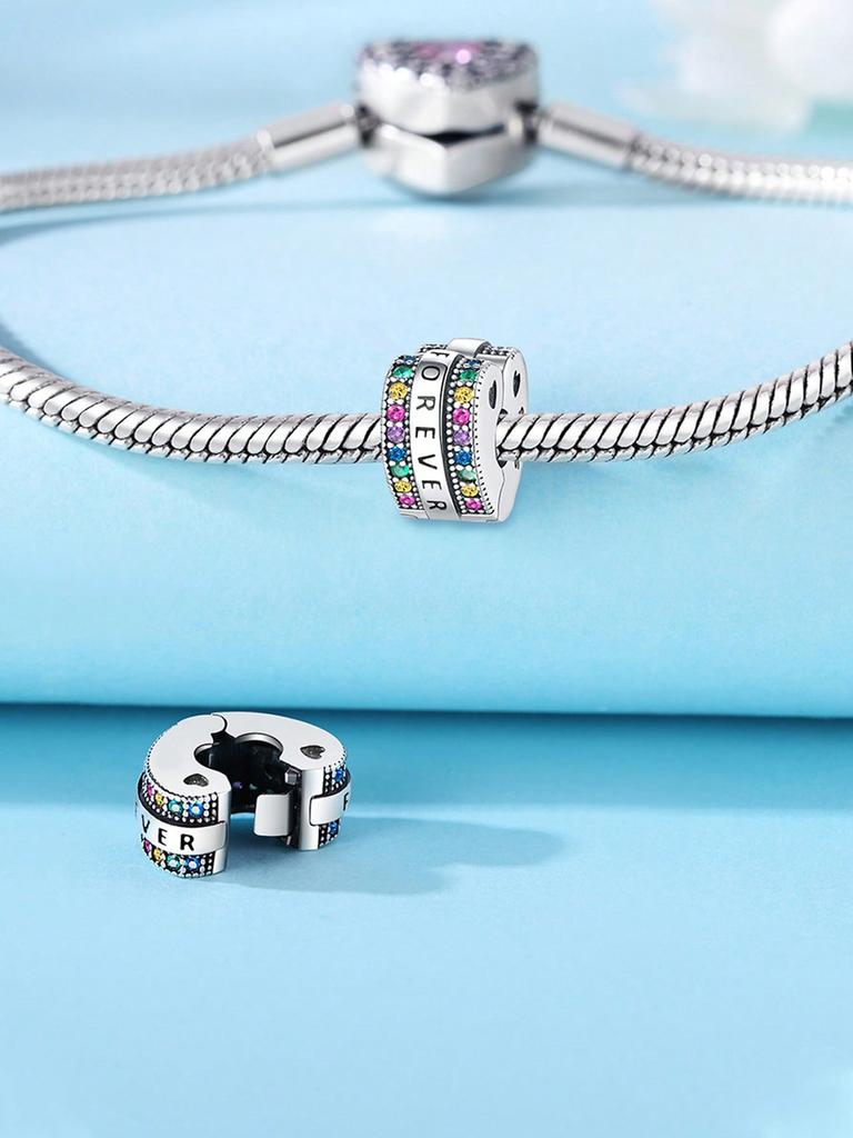 Charms Plata Colored Diamonds Clips And Spacers Bead Copper Plated Fit Copperoriginal Bracelet For Jewelry Making Diy Charm