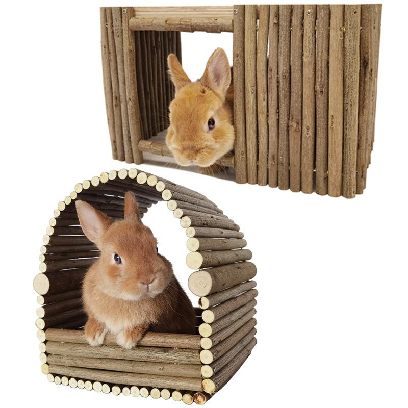 Rabbit Nest, Chinchilla, Guinea Pig Enclosure, Shelter, Natural Teething, Woven Nest with Branches, Platform for Hanging