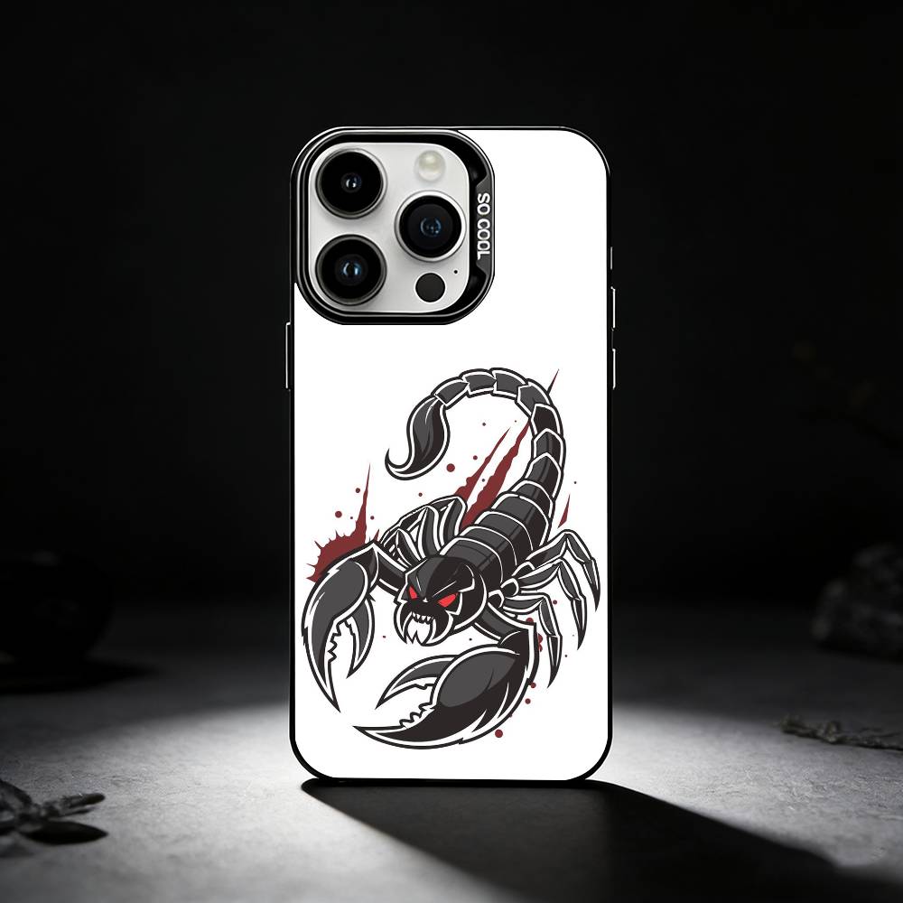 Edgy Dark Gothic Scorpion Phone Case For iPhone 17,16,15,14,13,12,11 Plus,Pro Max,XS,Colored silver phone case