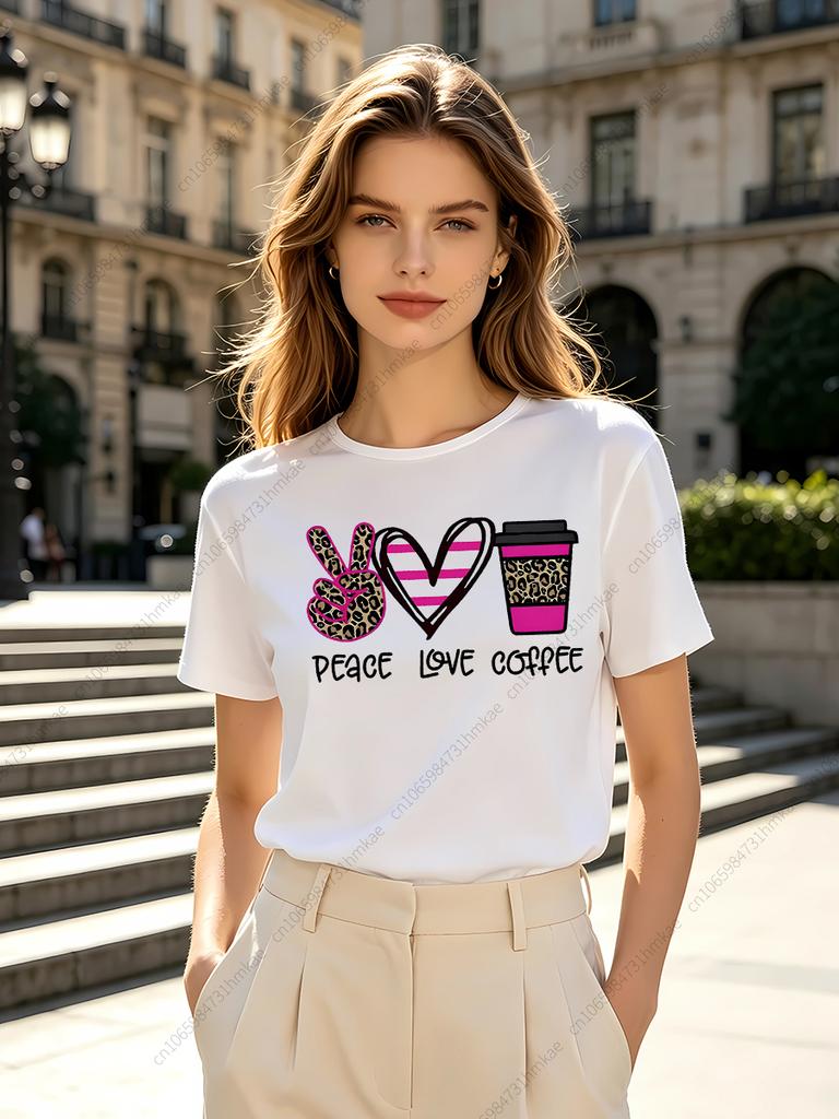 1pcs Fashion Leopard Heart Unisex Tshirts For Girls Funny Hearts Printing Short T Shirts For Unisex Tshirts Lady Tops Tees