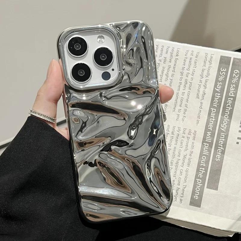 Modische Beschichtung Glänzend Laser Falten Funkeln Hülle Für iPhone 17 16 15 14 13 12 11 Pro Max Plus Meteoritenstruktur Stoßfänger Abdeckung