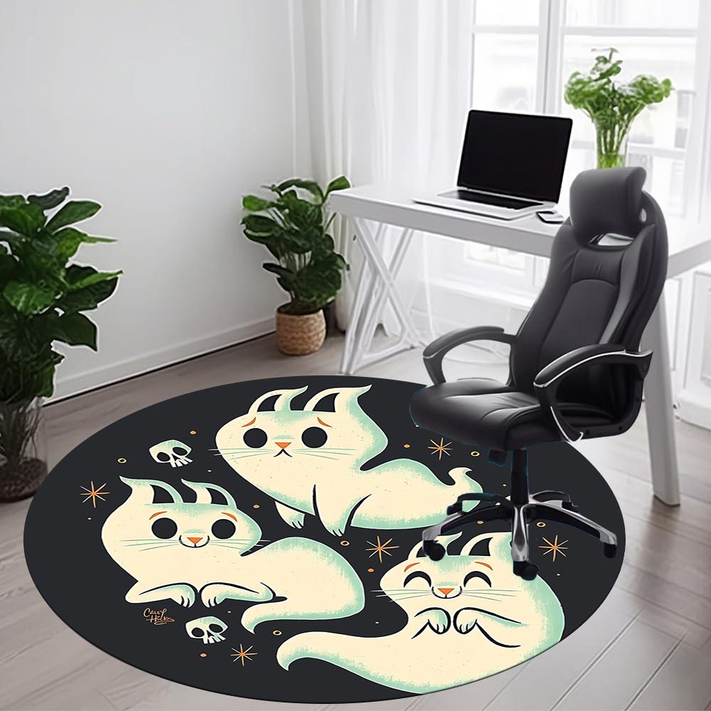 1pc Ghost Bunny Office Round Area Rug, Under Office Chairs Bedroom Living Room Home Decor, Room Deco