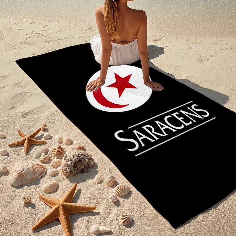 Ultra-Soft Beach Towel with Saracens Rugby Theme,Ideal for Pool - Camping, Diving - Perfect Travel Essential, Vibrant Beach Towel.